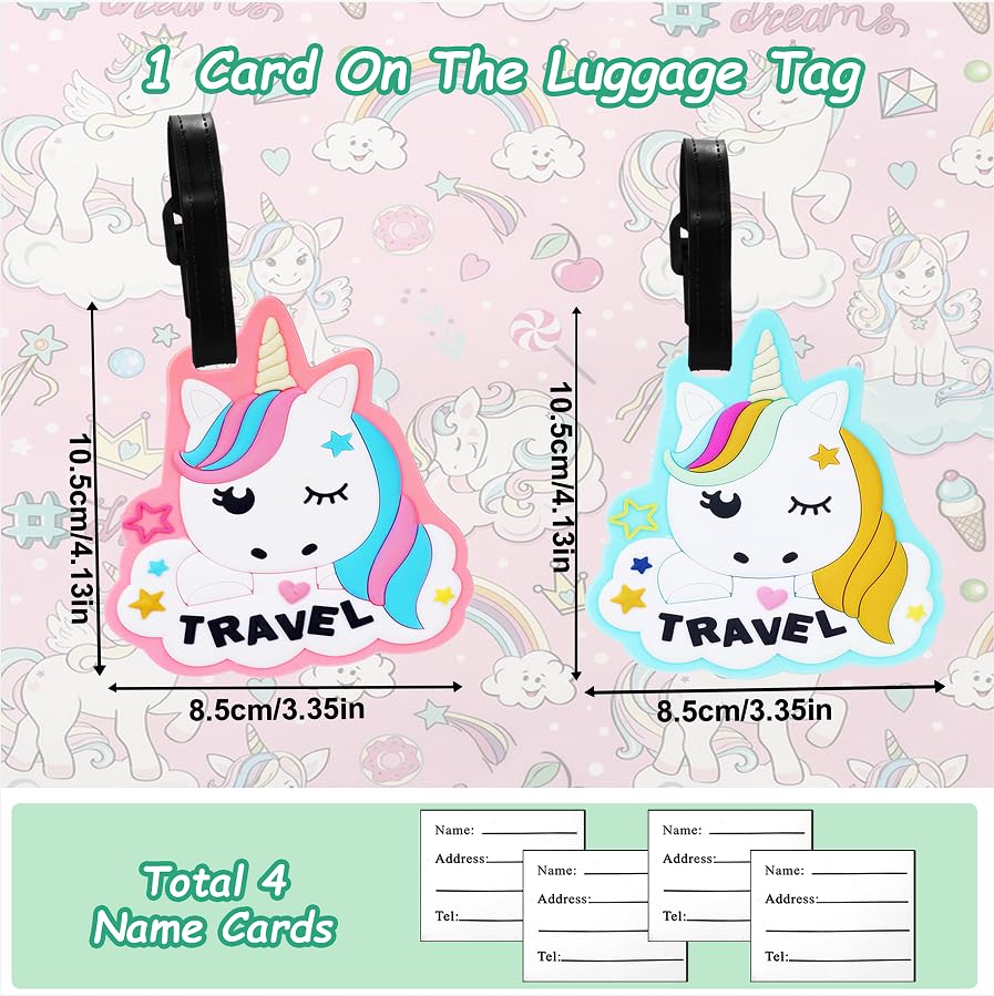 2 Pièces Etiquette Bagage, Licorne Mignonne Étiquette Valise Avion Étiquette Valise Avion Étiquette De Voyage Étiquettes Porte Adresse Porte Etiquette Bagage Pour Valise/Bagages/Sacs à Dos/Voyages