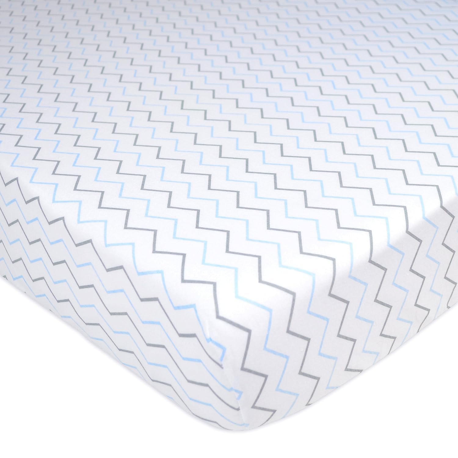 American Baby Company 100% Natural Cotton Fitted Pack and Play Sheet 39" x 27" - Soft & Breathable Pack N Play Sheet for Playpen, Playard & Mini Crib Mattress, Blue Wave, for Boys & Girls