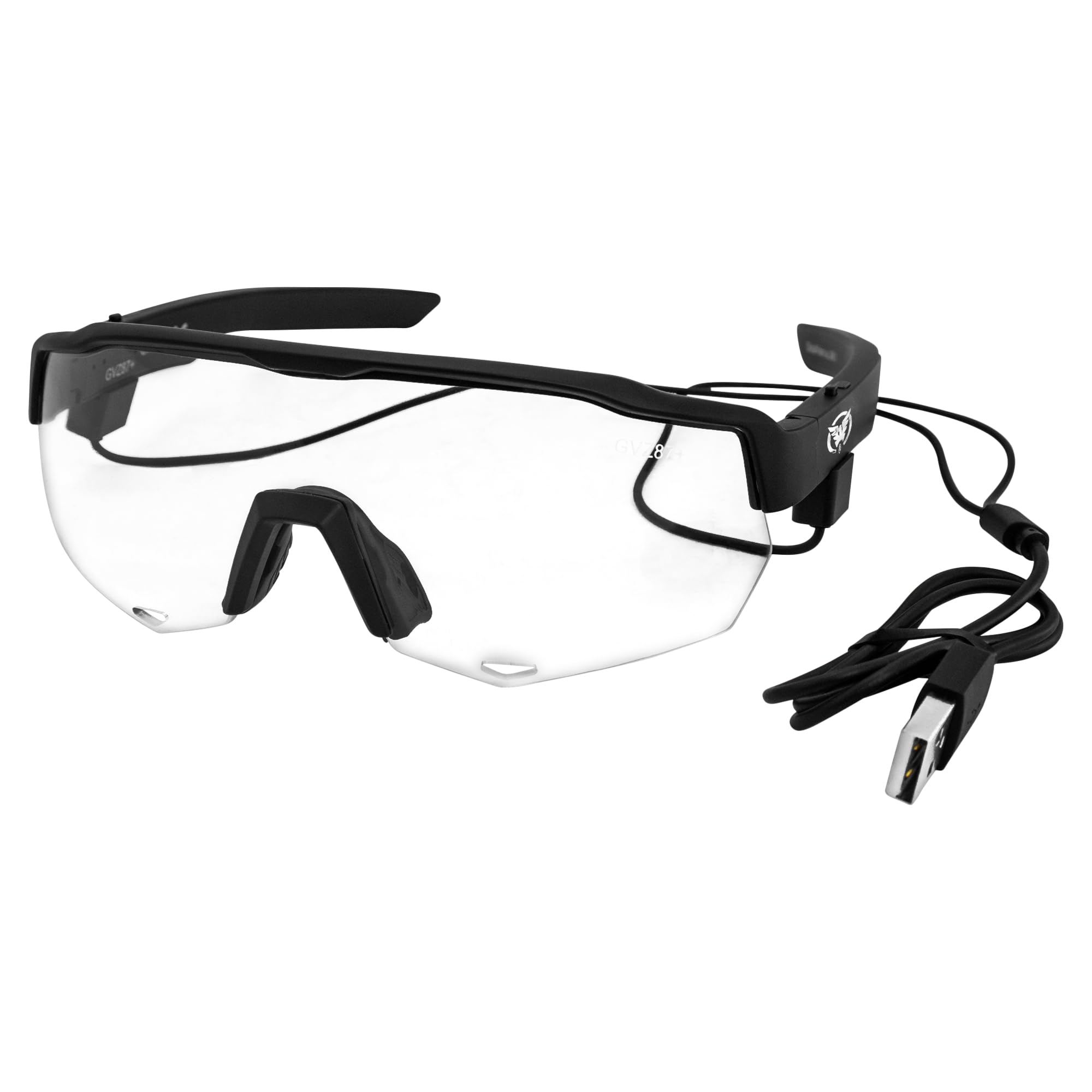 Global Vision Jam 1 - Occhiali da ciclismo con lenti trasparenti, senza fili, Bluetooth, certificati ANSI Z87.1, infrangibili, protezione UV400, chiamate in vivavoce e musica, con custodia rigida