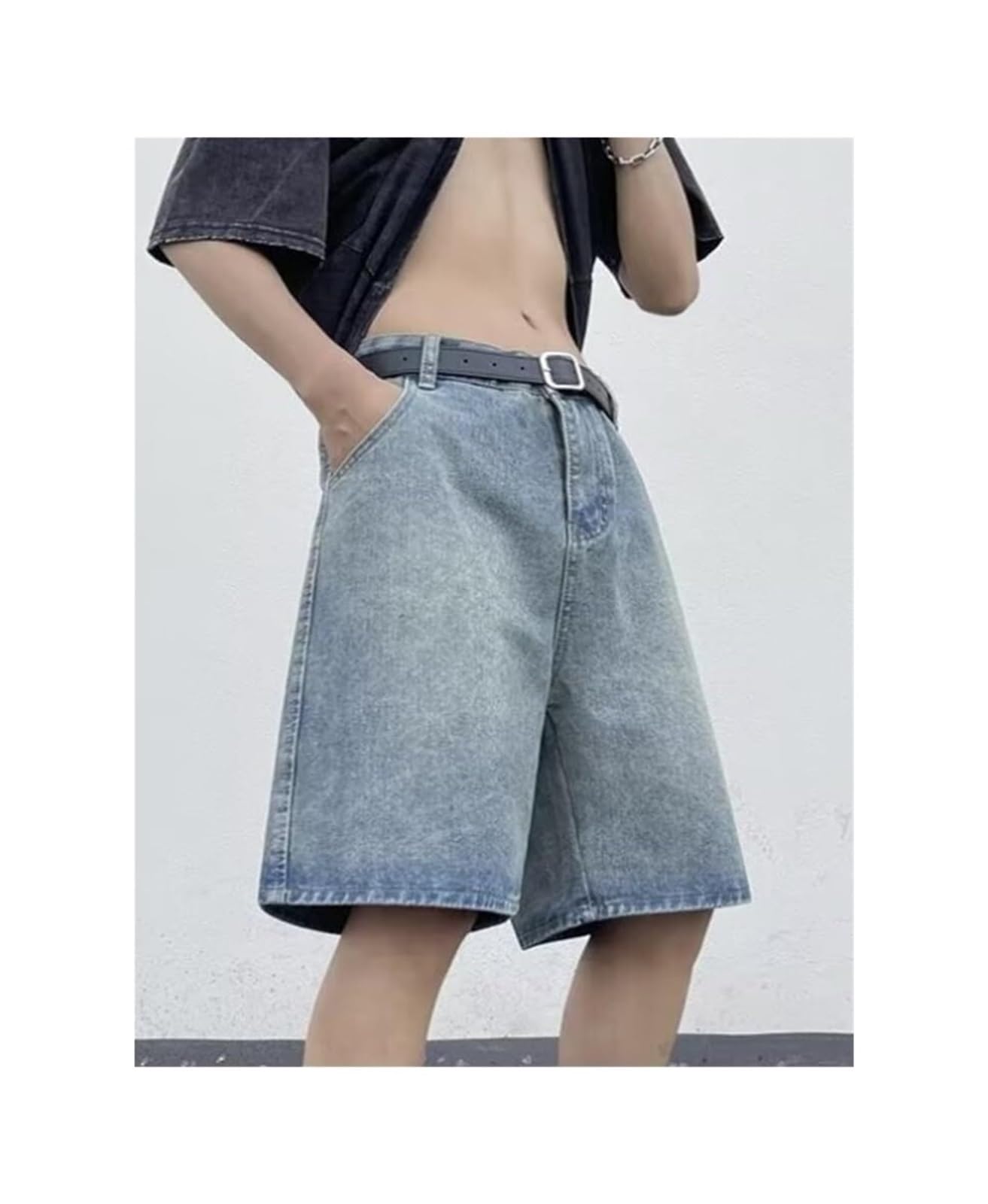 SIYAN Pantaloncini Di Jeans Casual Da Uomo, Pantaloncini Di Jeans Larghi Hip-hop For Uomo, Pantaloncini In Denim Y2K, Pantaloncini Cargo Streetwear, Pantaloncini For Adolescenti