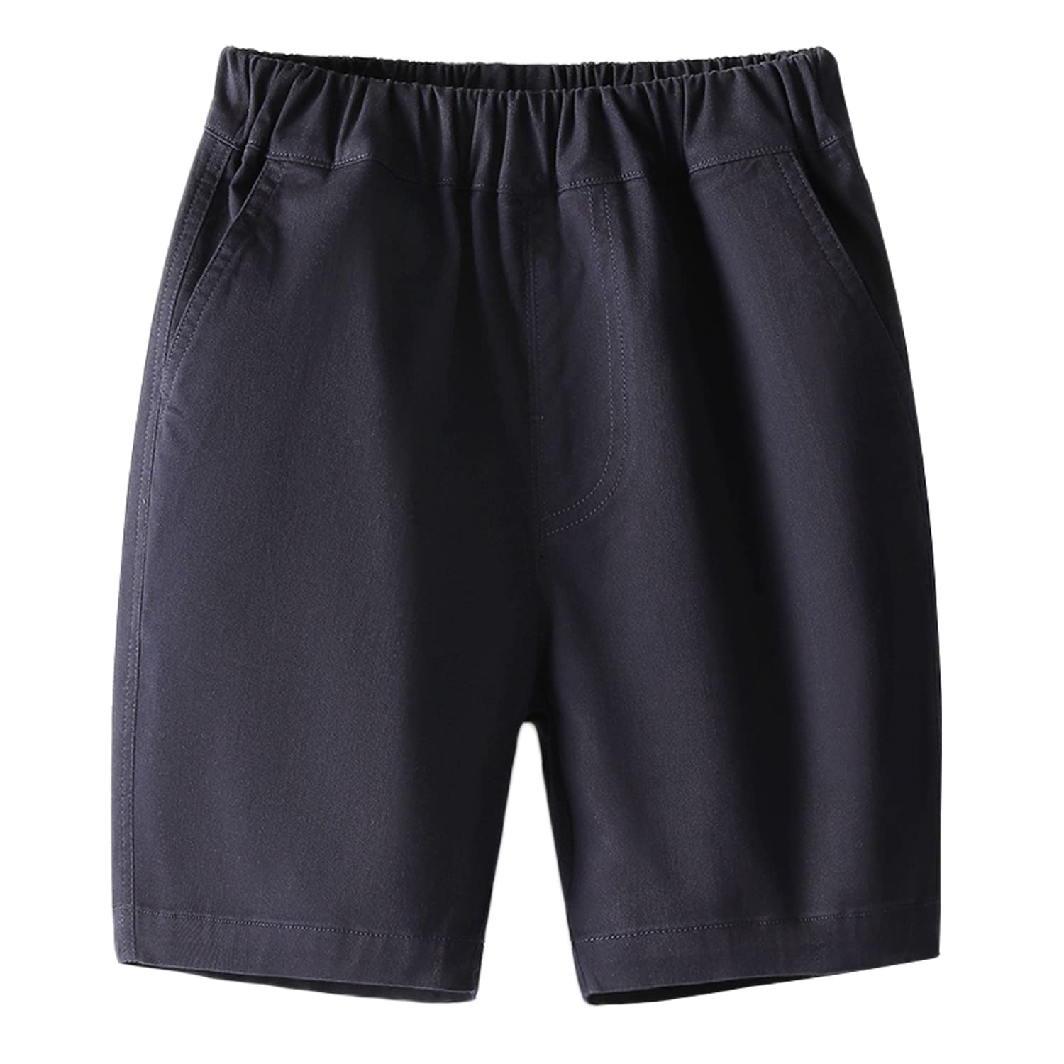 BINIDUCKLING Pantalones cortos de verano con cintura elástica con uniformes escolares laterales.