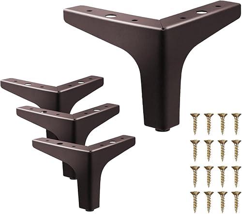Patas de muebles Pies de metal marrones patas de gabinete de 4 pulgadas patas de repuesto para sofá vintage para muebles, juego de 4