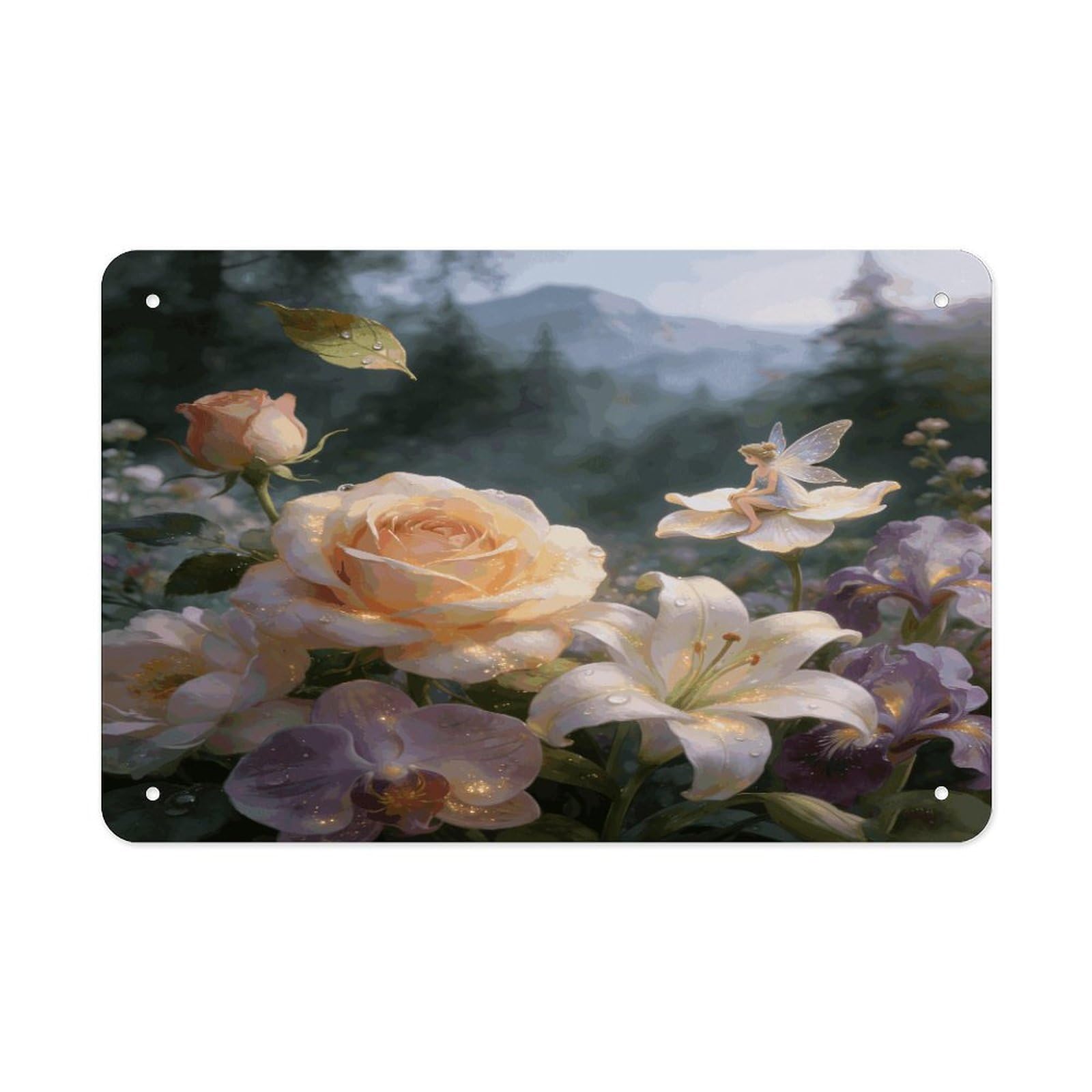 Khauerbc Style Floral Fantasy Tin Sign Iron Sheet Painting Unframed 11.8X7.9 Inch Metal Poster Wall Decor Iron Painting Wall Prints For Living Room Bedroom Office Home Decor