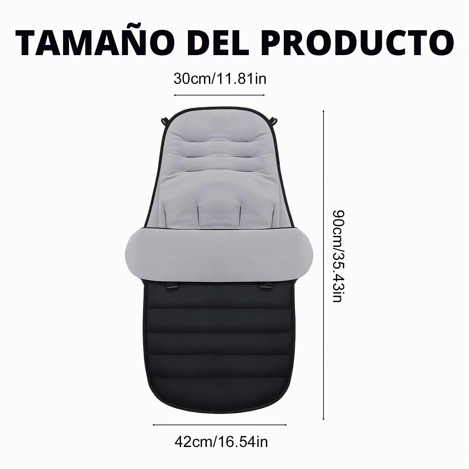Saco impermeable para cochecito de bebé, con cremallera, antideslizante, saco de invierno para cochecito, para todos los cochecitos, color negro