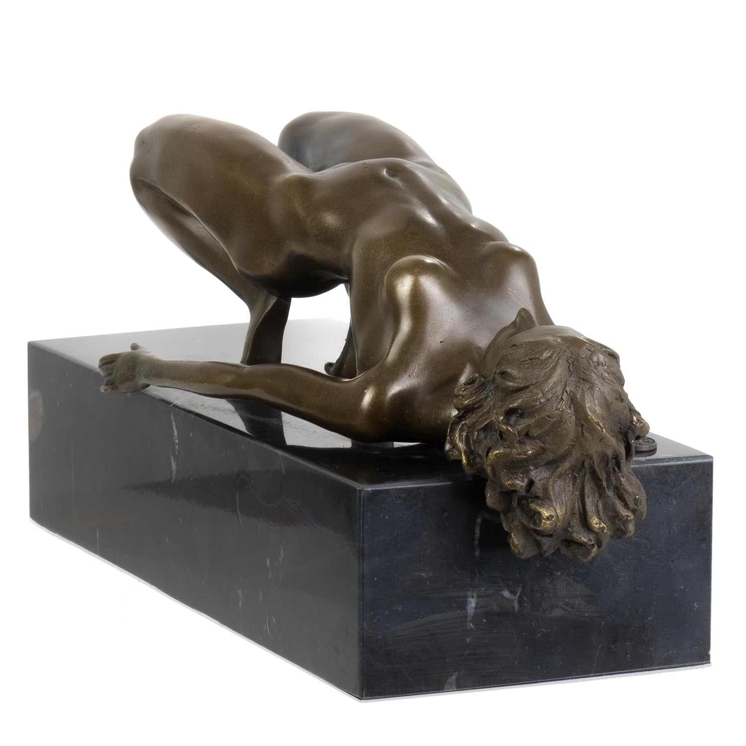 Moritz Elegante Bronze-Skulptur weiblicher Akt auf Marmorsockel - Kunstvolle Darstellung Einer liegenden Frau, Ausdruck von Schönheit und Harmonie, 24,5 cm