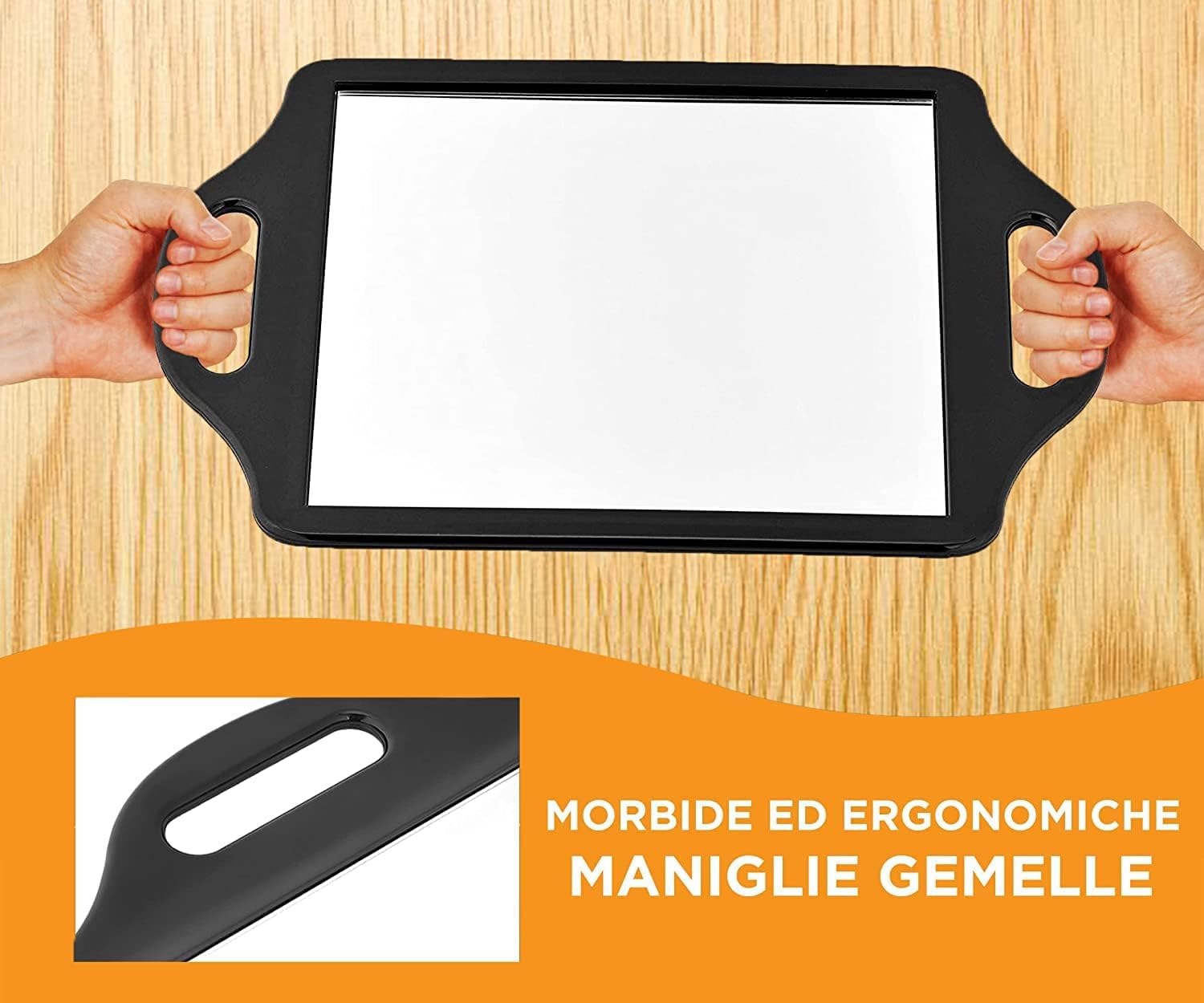 Mirrorvana Parrucchiere professionale con manico - portatile e appendibile per barbiere e salone - taglio capelli (21 cm x 35 cm)