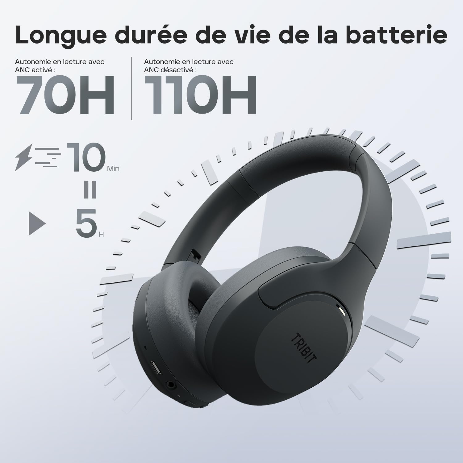 Tribit QuietPlus 81 Casque Bluetooth sans Fil, réduction de Bruit