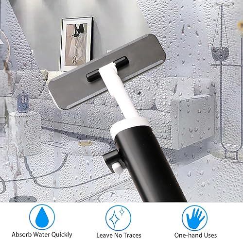 Miniatura 3 de Mini trapeador portátil autoexprimible, mini fregona con cepillo para huecos y 2 almohadillas de microfibra, fregona pequeña para el hogar para