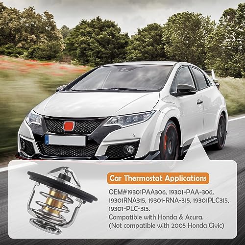 Image of Thermostat for Car,Heavy Duty Engine Coolant Thermostat Compatible with Honda Civic Accord Acura EL CL,Automotive Replacement Engine Thermostats OEM#19301-PAA-306,19301-RNA-315