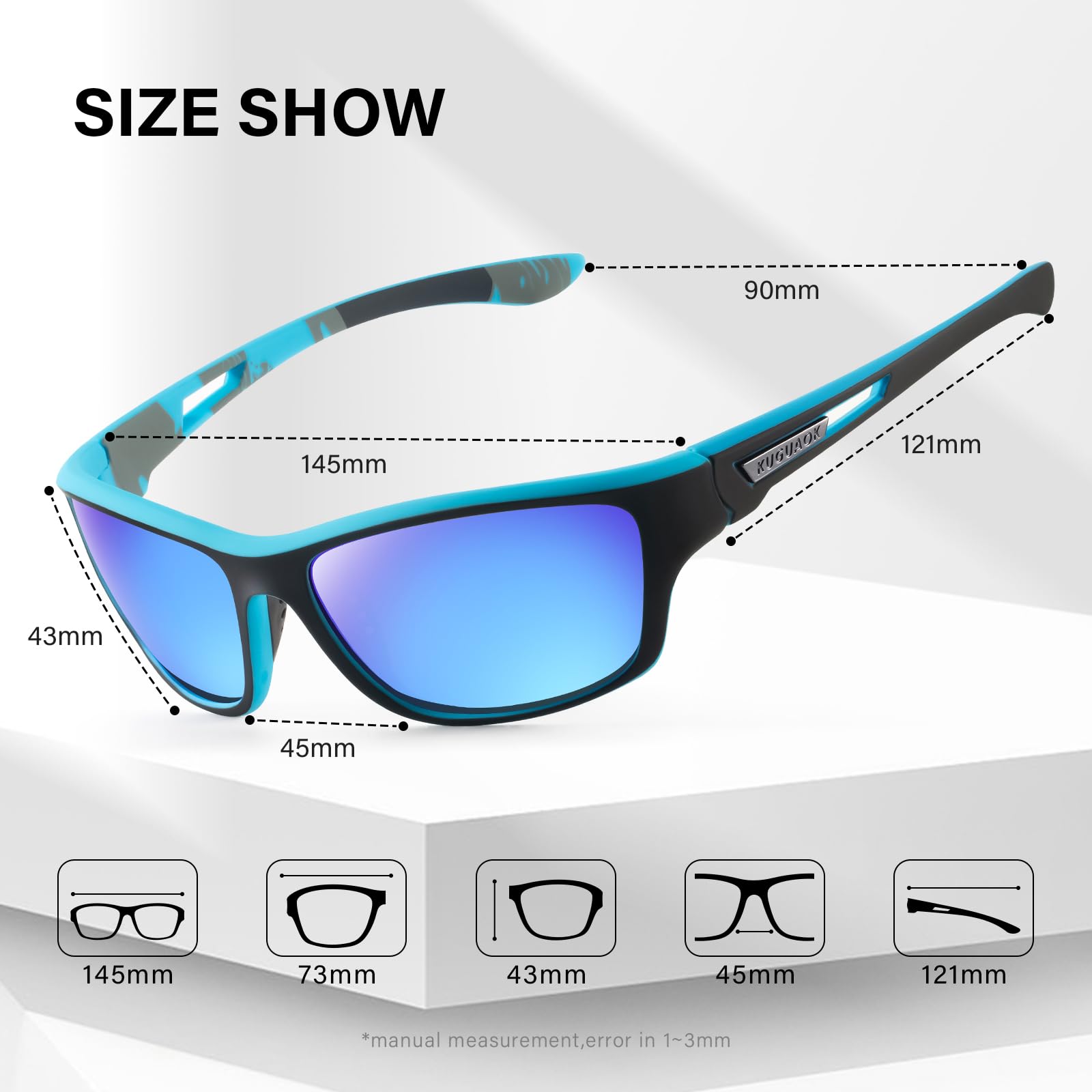 KUGUAOK Confezione da 4 occhiali da sole sportivi polarizzati da uomo protezione UV occhiali da sole avvolgenti da corsa