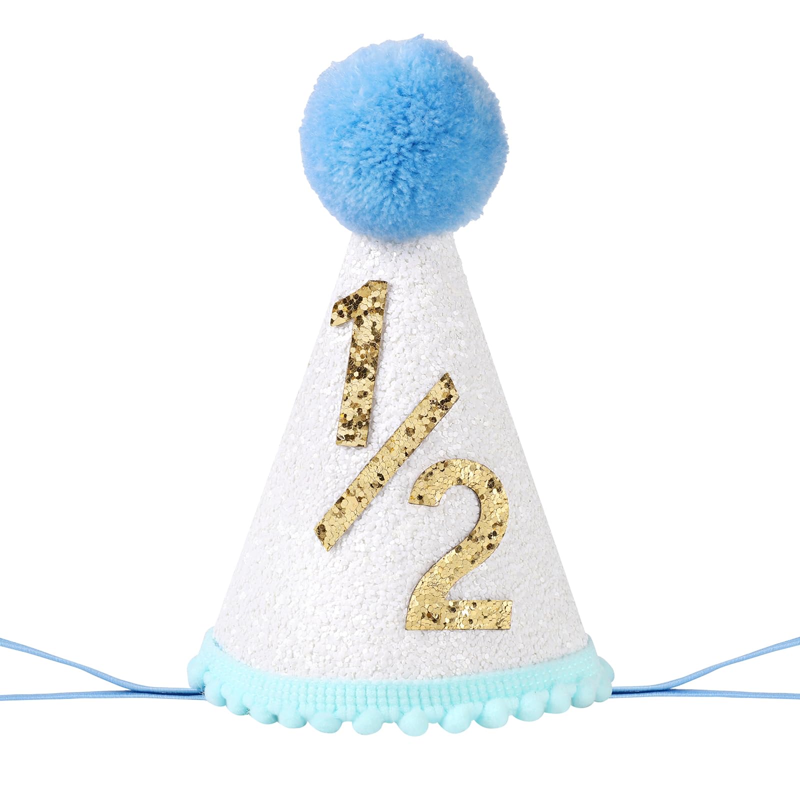 AULEGE Pink Half Birthday Party Crown, 1/2 Glitter Pink Party Hat for Baby Girls or Boys, Birthday Photo Prop