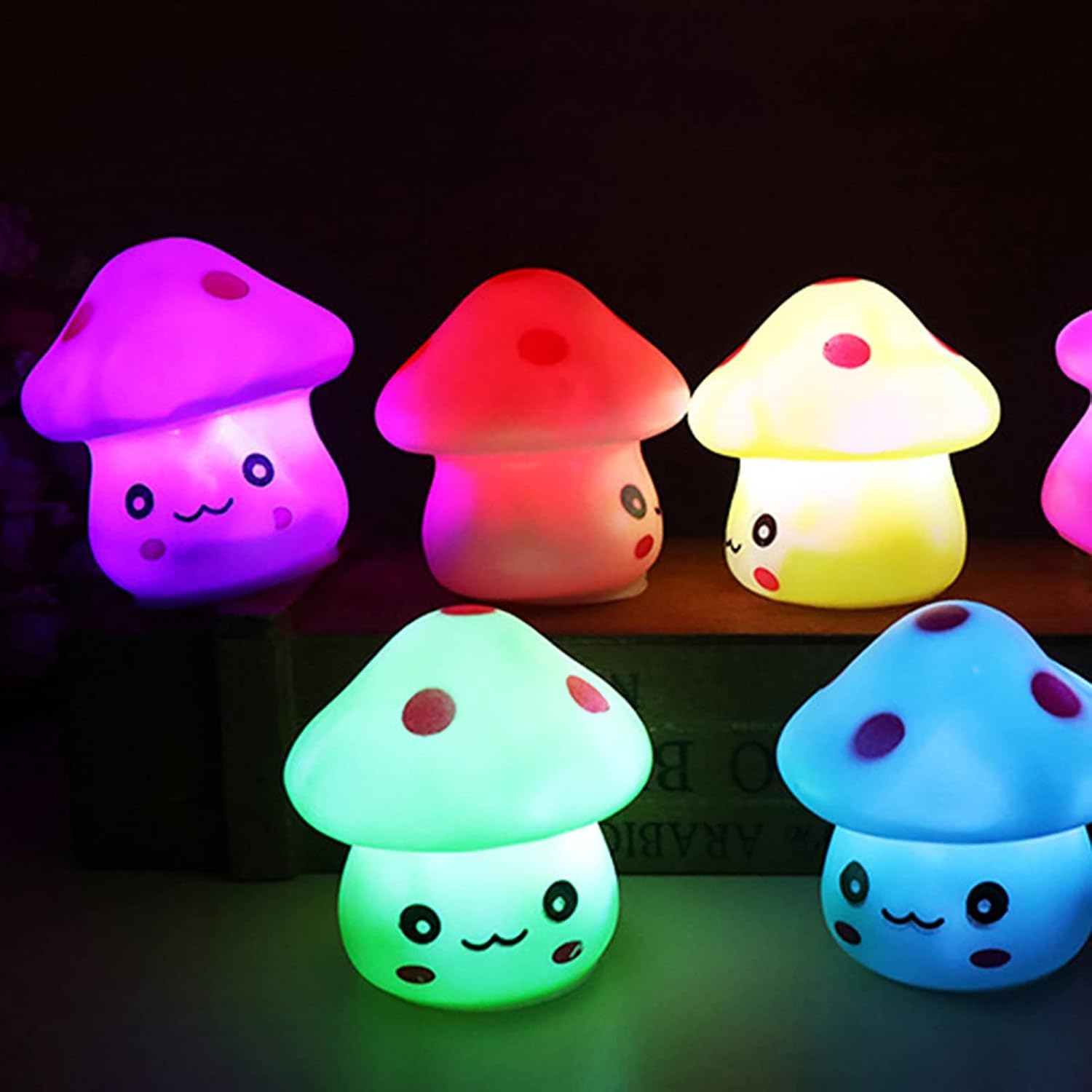 Gammaeon Cute Mushroom Lamp, LED Night Light Room, Room Squishy Silicone Mushroom Color Change Light - Image 2