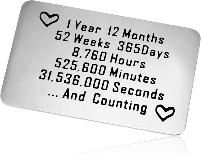 1st First Wedding Anniversary Card 1st Anniversary Card Gift Paper Wedding Anniversary Metal Wallet Insert Card Gift for Husband Wife Happy Anniversary Card Gift for Her Him Couple Gift