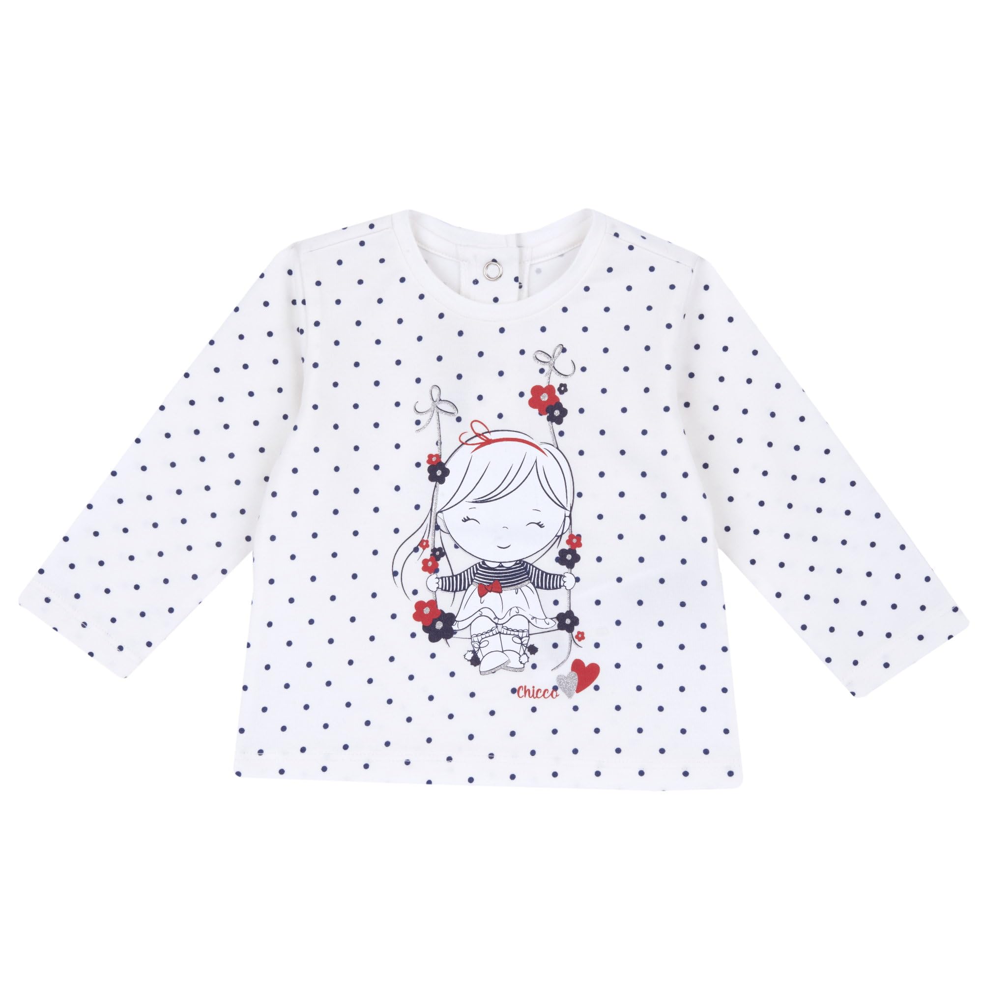 Chicco, Camiseta Manga Larga Bebé Niña, Cómoda y a la Moda, En Suave Algodón, Lavable en Lavadora, Ropa Bebé 0-24 Meses, Diseñado en Italia