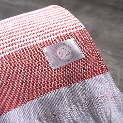 Delilah Home Sustainable Living Sunset Beach Towel - Ultra Soft, Absorbent & Quick Dry Towel Made from Organic Cotton Material for Beach, Pool, Spa, Home, Hotel, and More - 36 x 70 Inch, Red
