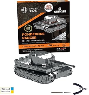 METAL TIME PONDEROUS Panzer, 3D Metal Tank Model Kits for Adults or Teens, DIY Metal Puzzle Model Kit, 3D Metal Model Brain Teaser Puzzle - Great Gift Idea, 188 PCS.