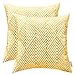 SLOW COW Cotton Embroidery Cushion Covers Yellow Throw Pillow Covers 18x18 Inches, Set of 2.