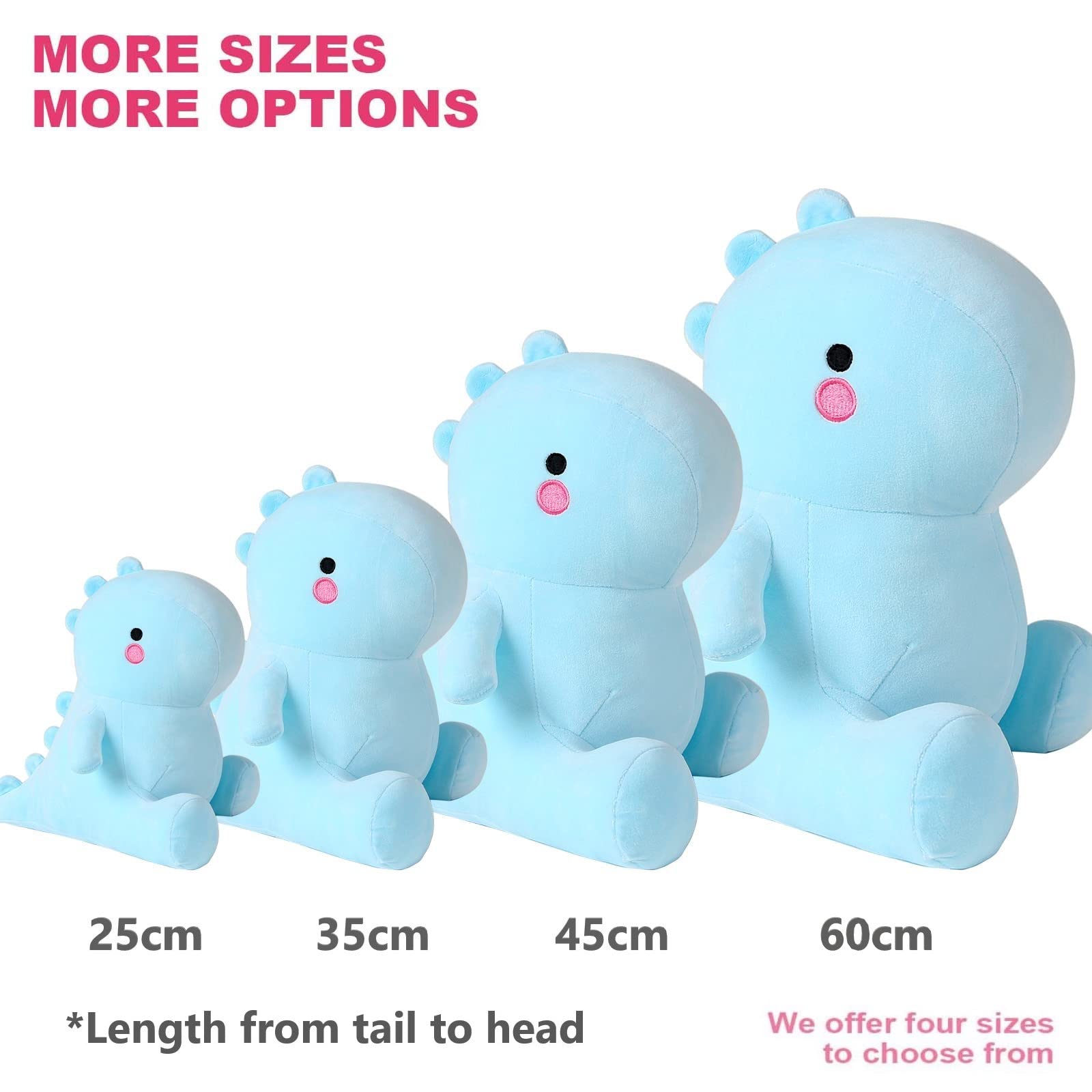shownicer Peluche Dinosauro, Kawaii Dino Giocattolo Morbido, Animali di Peluche, Bambola di Peluche Cuscino, Regalo per Bambini Ragazza 3+ Anni (Blu, 60cm)