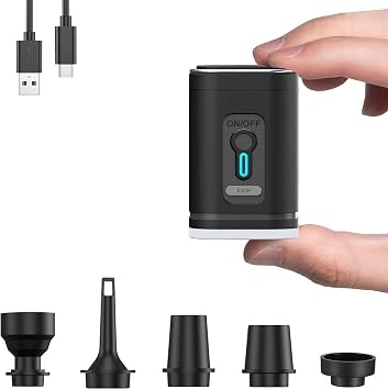 Electric Air Pump for Inflatables, Mini Air Bed Pump with 5 Nozzles, 4kPa Powerful Inflator Deflator Air Pump Portable Electric Pump for Air Mattress, Airbed, Paddling Pool,Swimming Ring