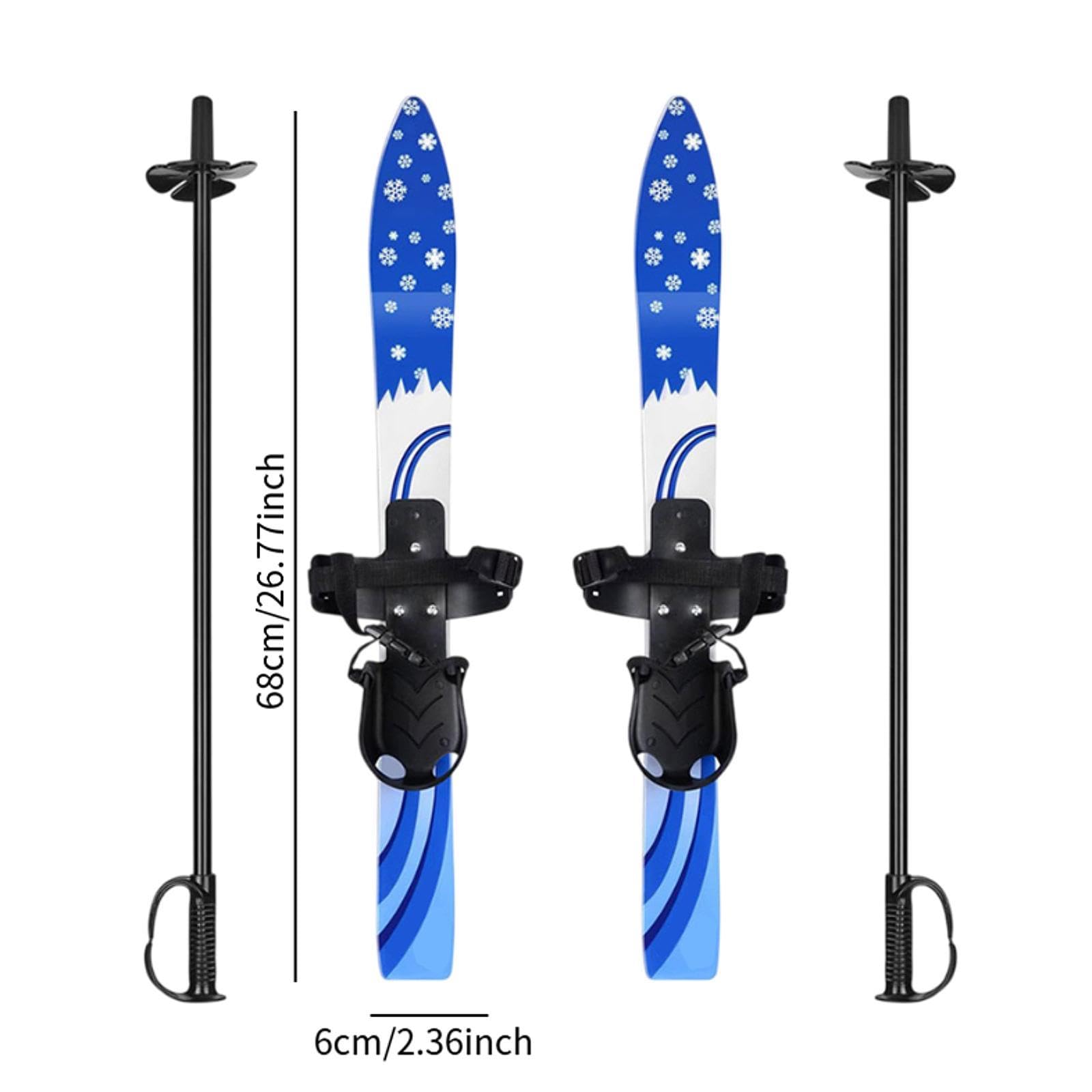 QSTDGVPW Ski Boards and Poles Outdoor Recreation Winter Sports Skiblades Snow Short Skis for Aged 3-8 Years Old, Blue