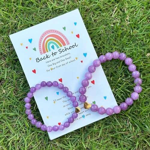 Image of HTH Back to School Bracelets Matching Heart Mommy and Me Wish Strings Bracelet Set First Day of School Gifts