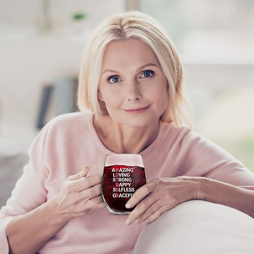 Miniatura 6 de Copa de vino para madre con palabras cariñosas y cariñosas, regalo de copa de vino para la mejor mamá, regalo para el día de la madre, divertido