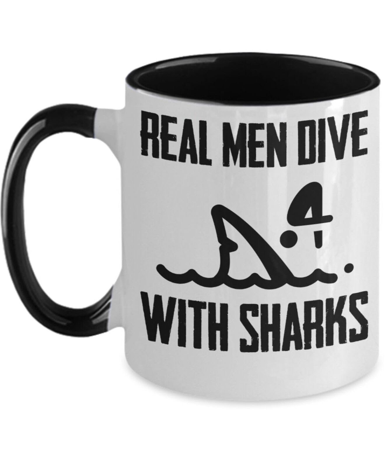 MUGS TRADER Scuba Diving Gifts Real Men Dive Birthday Christmas Gift Idea Two Tone Coffee Printed Coffee and Tea Ceramic Mug- 320 ML Ceramic Coffee Mug 5046