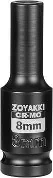 1/2" Drive x 8 mm Deep 6 PT Impact Socket, CR-MO,1/2-inch Drive 6 Point Axle Nut Socket for Easy Removal of Axle Shaft Nuts Metric 8MM