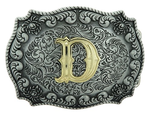 Letter D Western Pattern Cowboy Cowgirl Rodeo Initial Belt Buckle