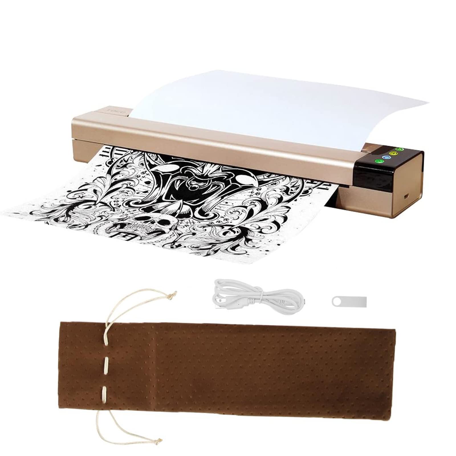 USB Tattoo Transfer Stencil Machine, Portable Office Mini Thermal Copier Printer Teléfono conectado Computadora Tattoo Printer Drawing Thermal Stencil Maker Copiadora para papel de transferencia de