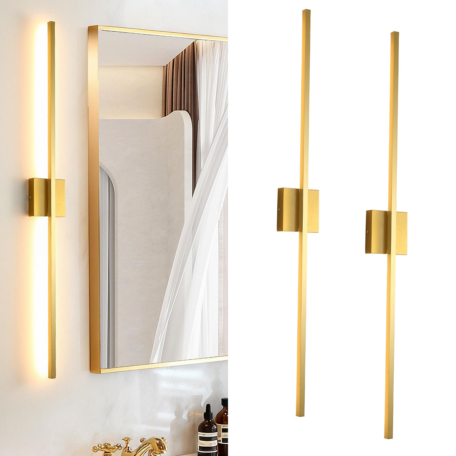 Photo 1 of fengkiop Gold Wall Sconces Set of Two, LED Dimmable Sconces Wall Lighting