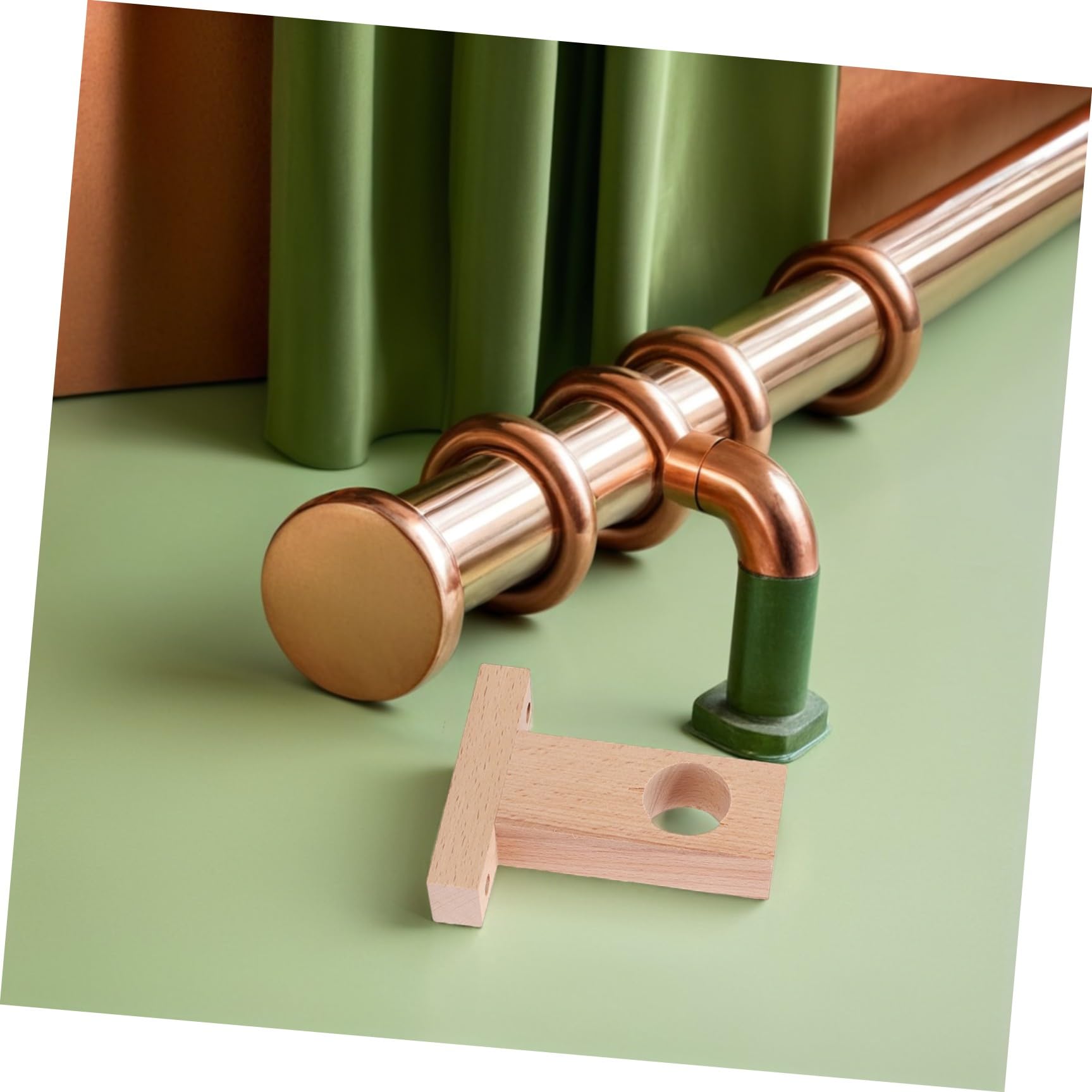 Supporti per Bastone Tende in Legno 4 Pezzi Robusti Beige