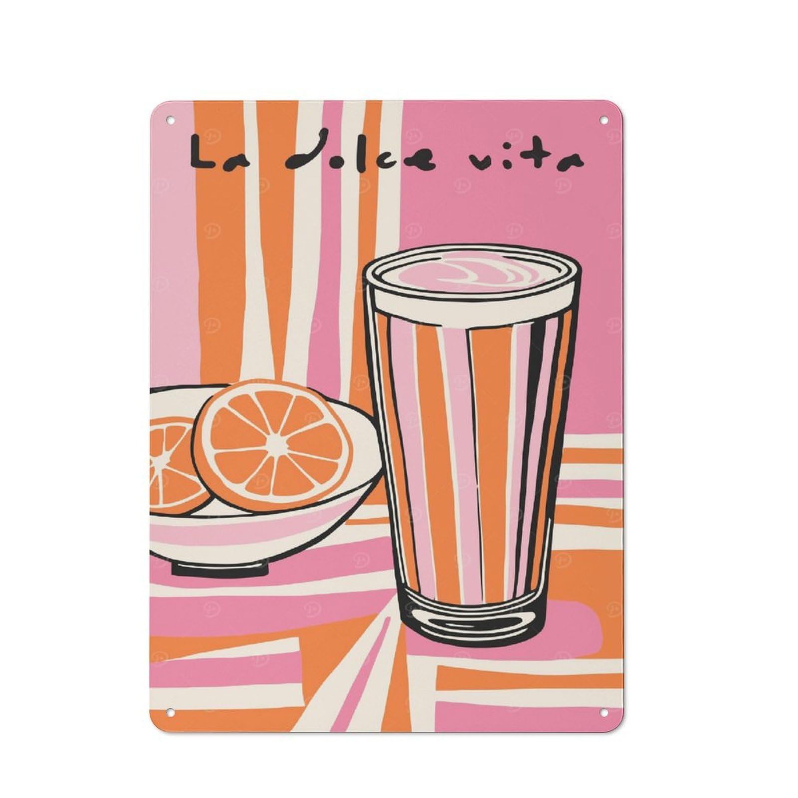 Junmoney Style-12 Pink La Dolce Vita Retro-Style Tin Sign 40X30cm For Man Cave Or Games Room, A Metal Wall Feature For Games Rooms And Man Caves