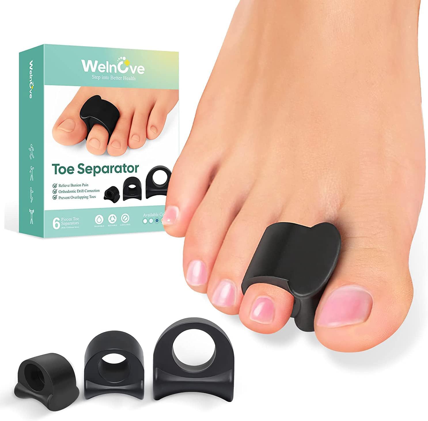 Welnove Gel Toe Separators Toe Spacers for Bunions