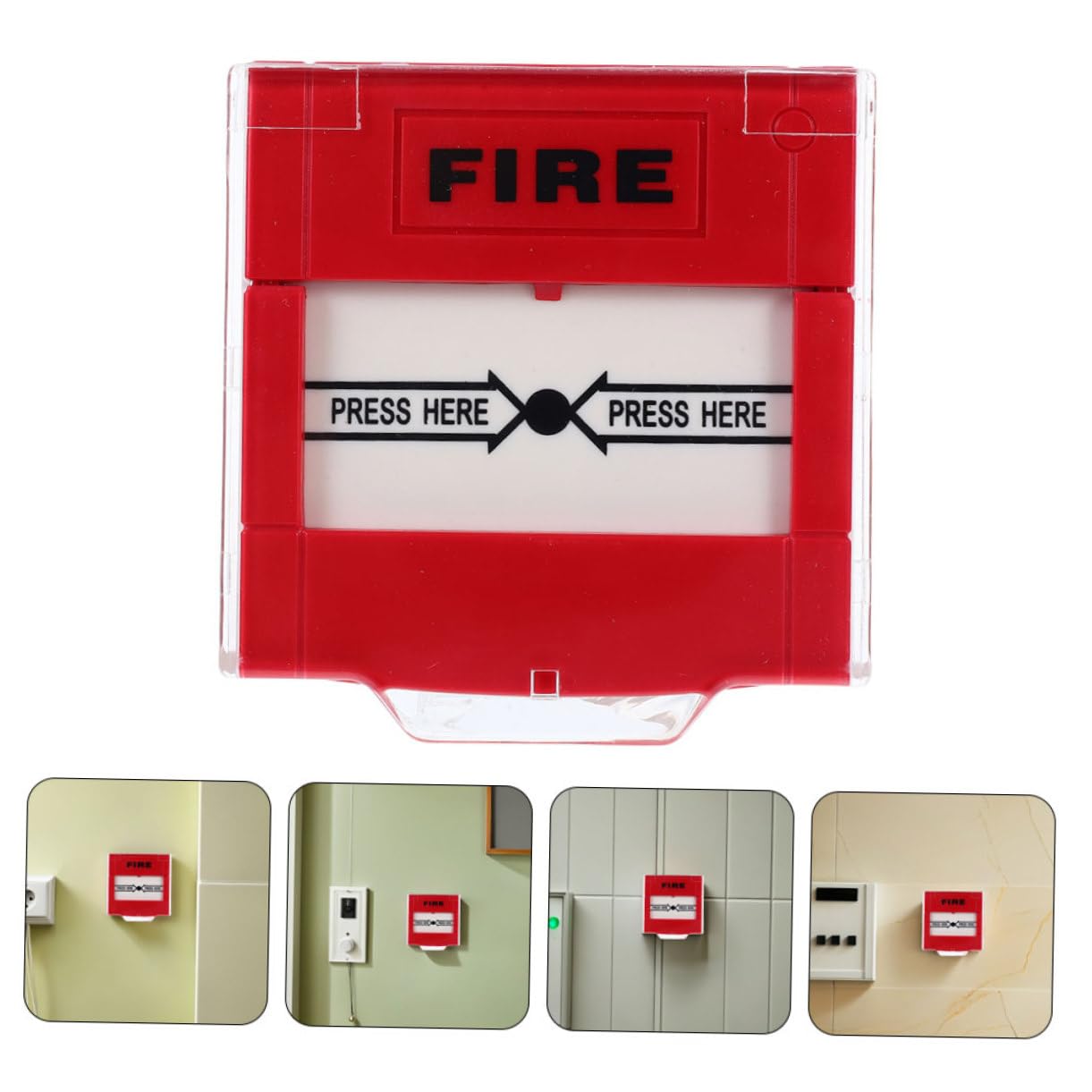 Botón de Emergencia Rojo para Punto de Llamada de Incendio Reinicio Manual, Diseño de Respuesta Rápida y Plástico Resistente, Paquete de 2 Unidades para Espacios Públicos