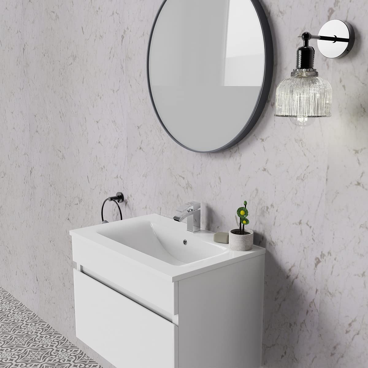 Aquariss Gloss White Marble Bathroom 1M X 2.4M Shower Wall Panels Bathroom Pvc Cladding Wet Wall