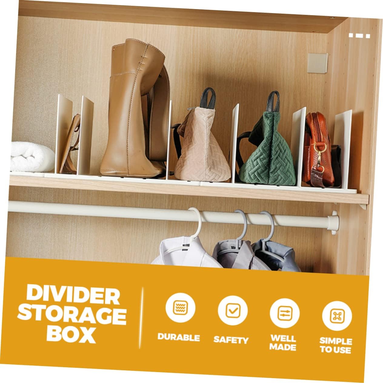 ABOOFAN Plastic Shelf Dividers Wardrobe Partition Shelves for Closet Organization and Removable Shelf Separators for Clothes Towels Books