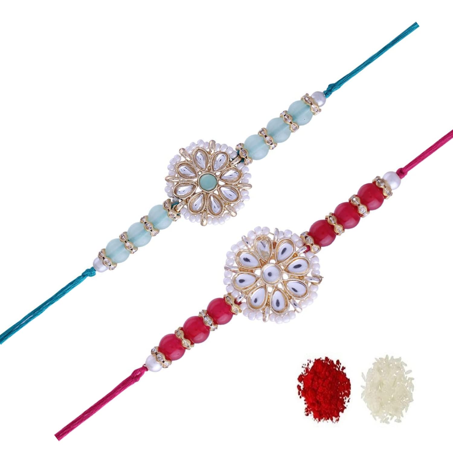 I Jewels Mens Ethnic Pearl Beads Studded Rakhi With Roli Chawal & Rakshabandhan Card For Brother/Bro/Bhai (R068Q-Min) Pack Of 2 Rakhi (B0B6P81Y4J) Amazon Price History, Amazon Price Tracker
