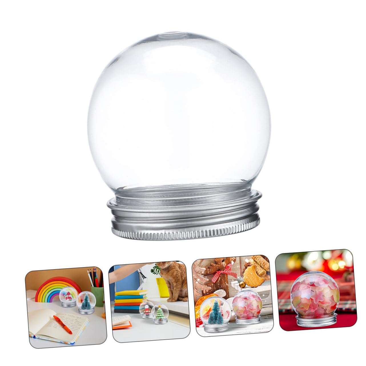 10 Piezas Unidades Kit DIY Bola de Transparente con Tapa Roscada para Decoración Navideña Bote para Reutilizable para Manualidades y Fiestas