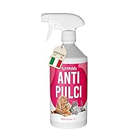 Petsly Spray Antipulci Gatto e Cane - 1L - Non Macchia - Anti pulci per Ambienti