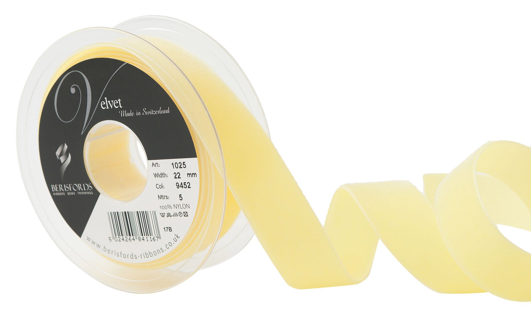 Berisfords 9452 Citron Velvet Ribbon Mini Roll