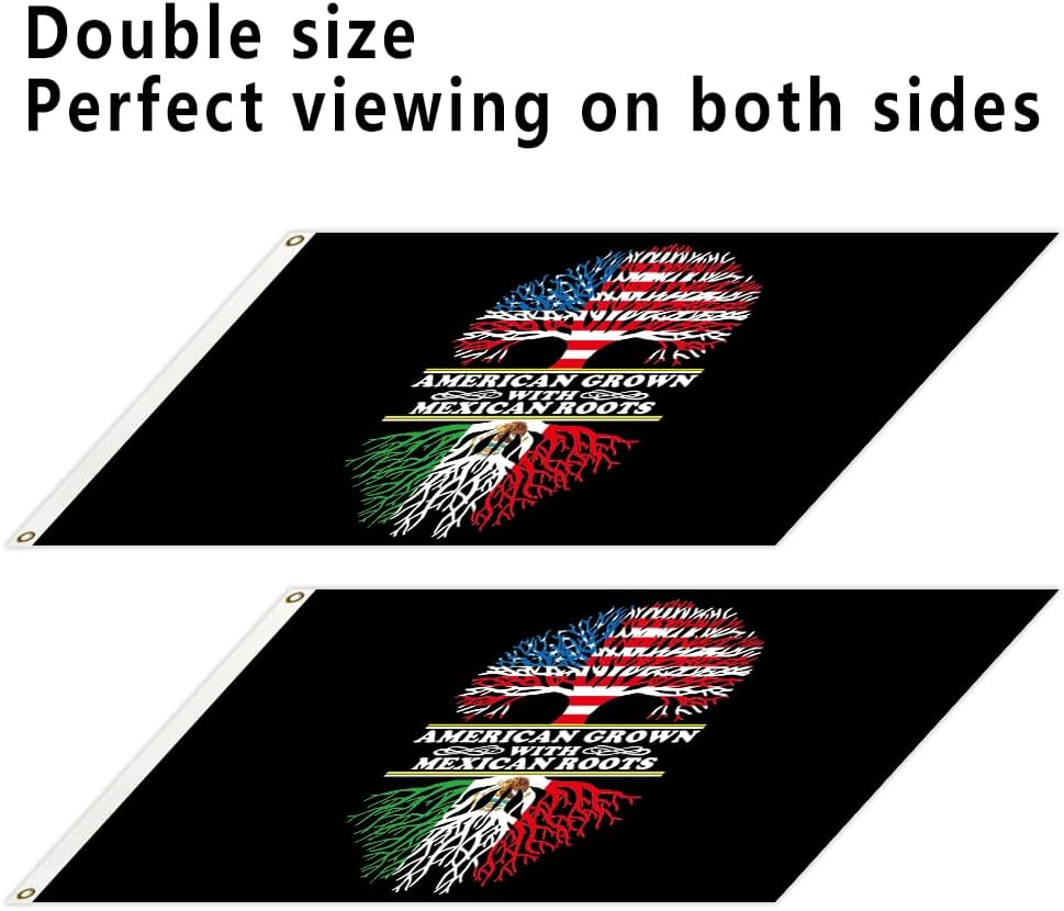 3 Ply American Crown with Mexican Roots Country Nation Flag Double Sided Flags with Brass Grommets Oxford Sleeve Heavy Duty Flag Home Yard Festival Outdoor Decor (3x5 Ft)