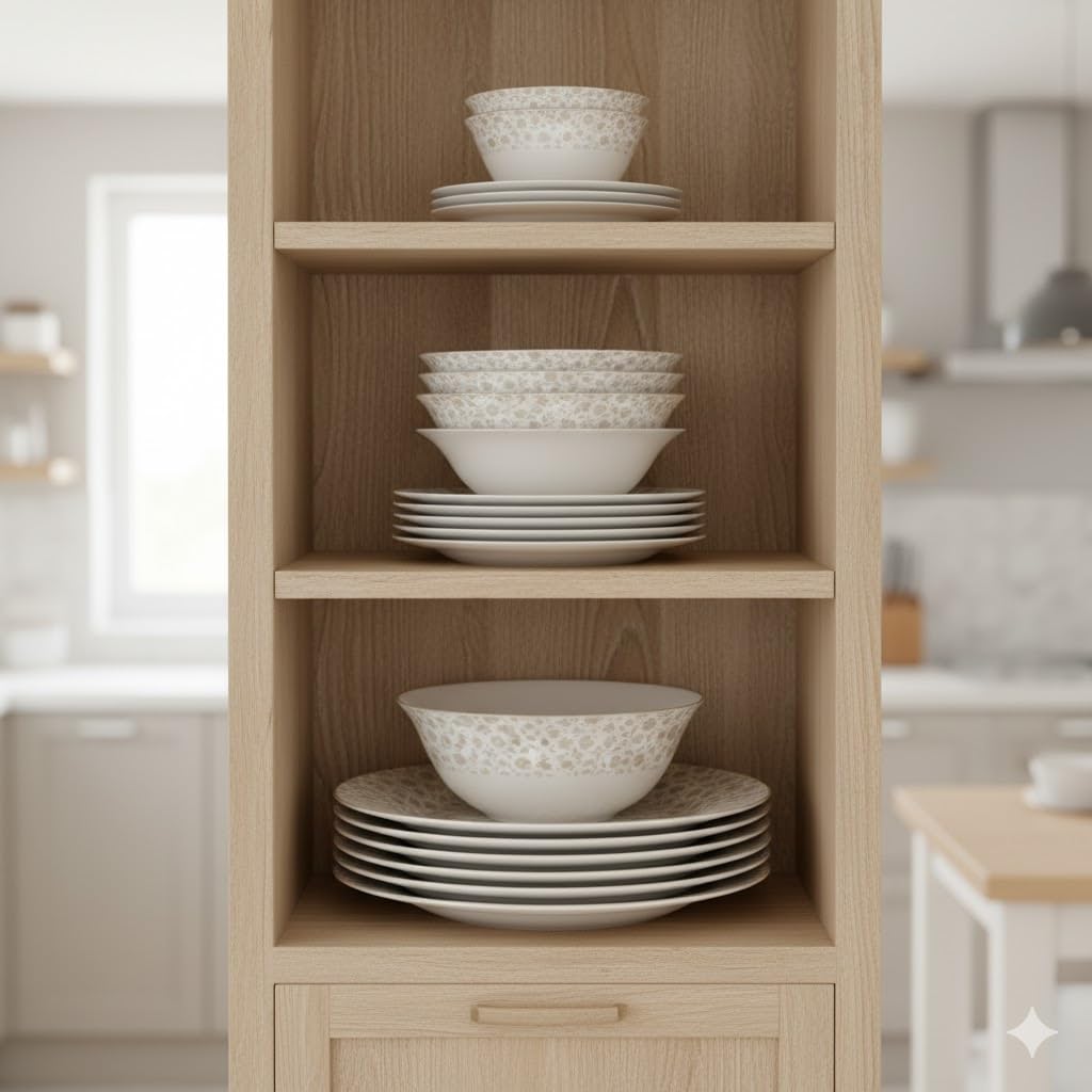 Juego de Vajilla de Cocina 18 Piezas Flor Beige