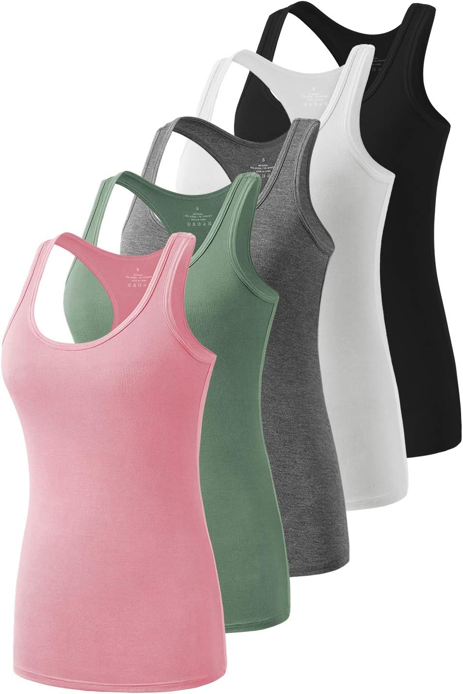 Star Vibe Racerback Workout Tank Tops for Women Basic Athletic Tanks Yoga Shirt Sleeveless Exercise Tops 4 Pack