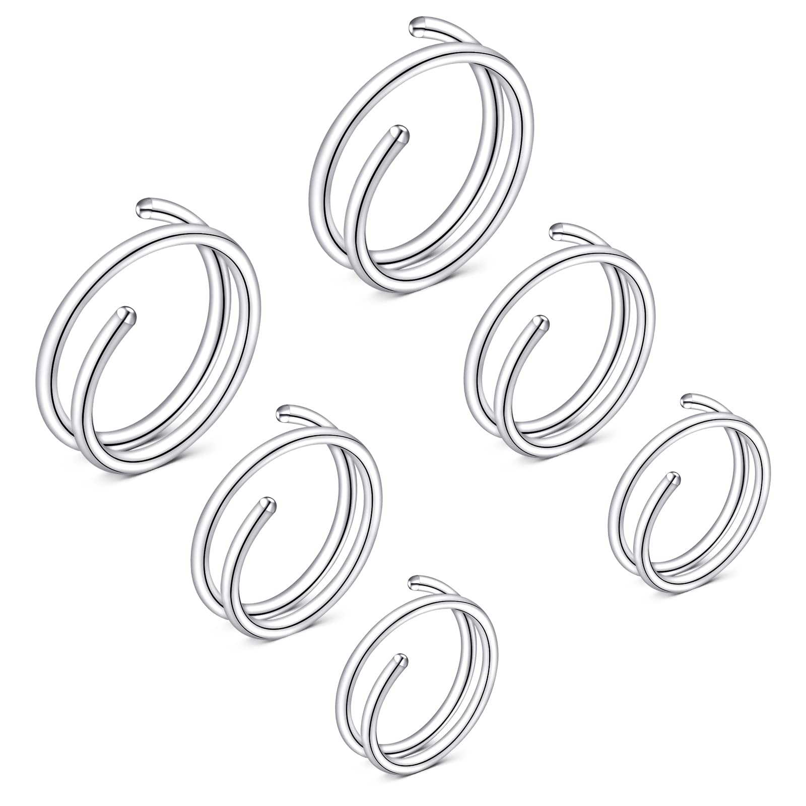 LAURITAMI Pendientes Piercing Nariz de Acero Quirúrgico Perno Curvos 20G 7 mm Tornillo Espiral L Forma Opal CZ Estilos Joyas