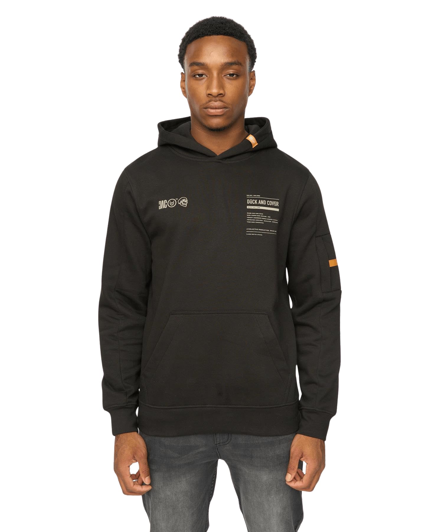 Duck and Cover - Mens 'SKULLMATIC' Cotton Regular Fit Carbon Fleece Hoodie For Men (M, Black)