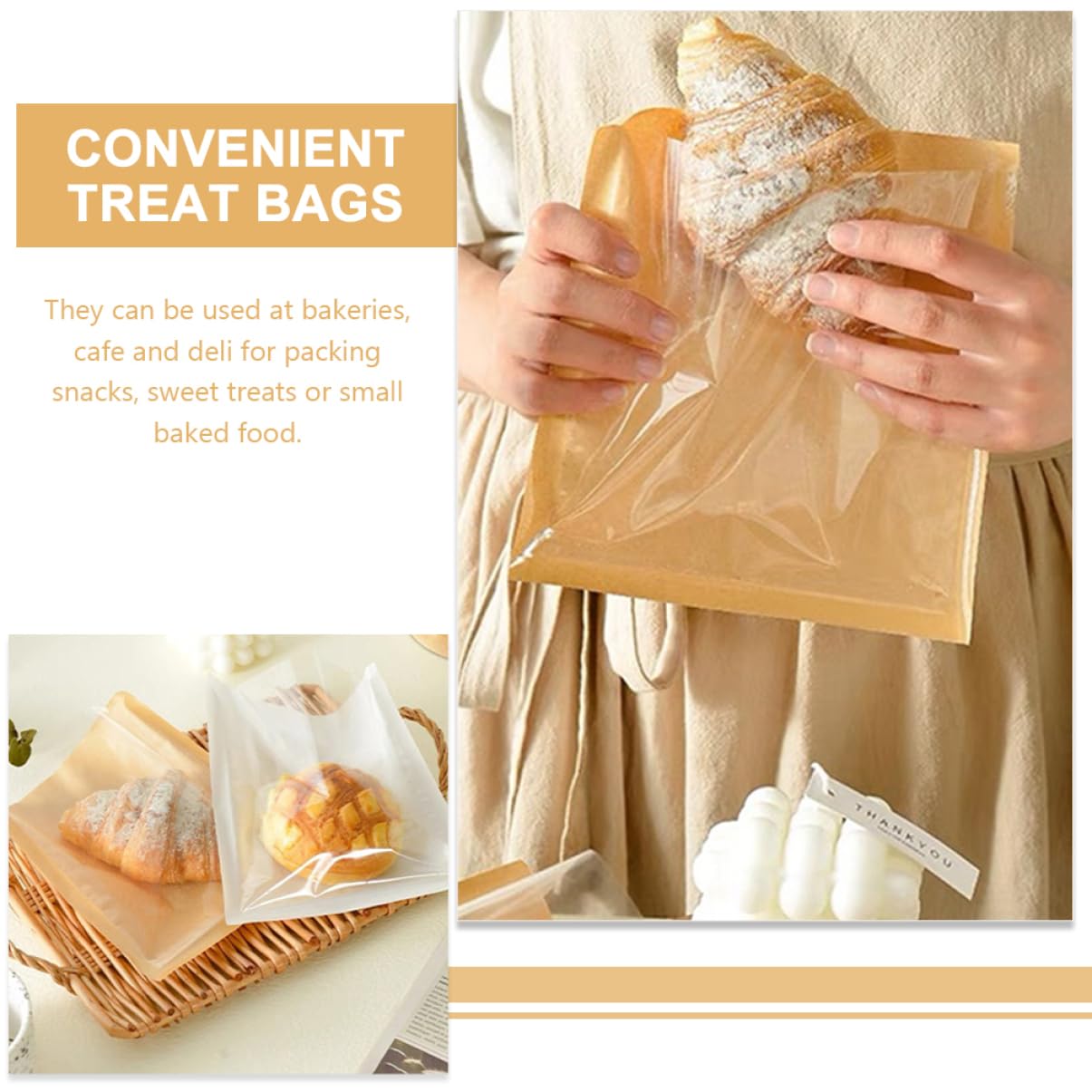VALICLUD 100piezas Bolsas De Papel Prueba De Aceite Para Pan Tostadas Sándwiches Para Guardar Golosinas Galletas y Donas Cocina o Panadería