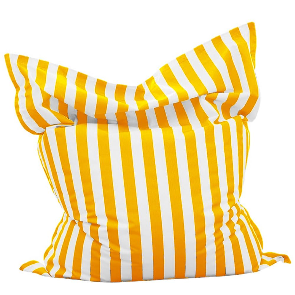 SXBCyan Housse de Pouf Extérieur (sans Remplissage) Flottant Pouf Chaise pour Piscine – Grand fauteuils Poire Bean Bag Cover Confortable Extérieur Et Intérieur(Yellow-Stripe)