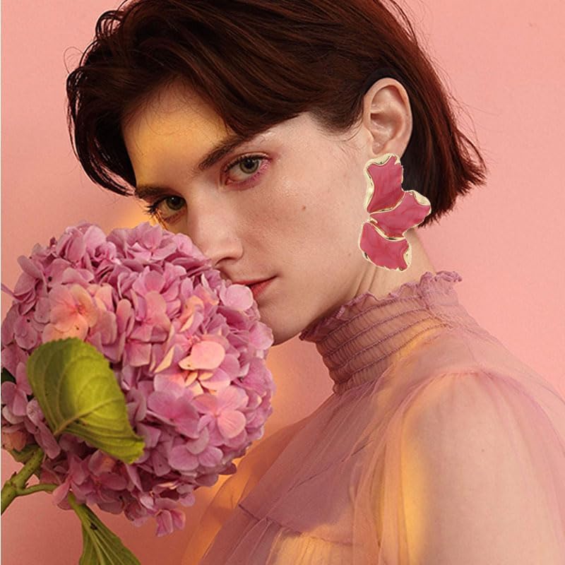 coadipress Irregular Flower Earrings for Women Unique Statement Petal Dangle Earrings Large Colorful Flower Earrings Fashion Chunky Floral EarringsTrendy Statement Earrings Jewelry Gifts - Image 2