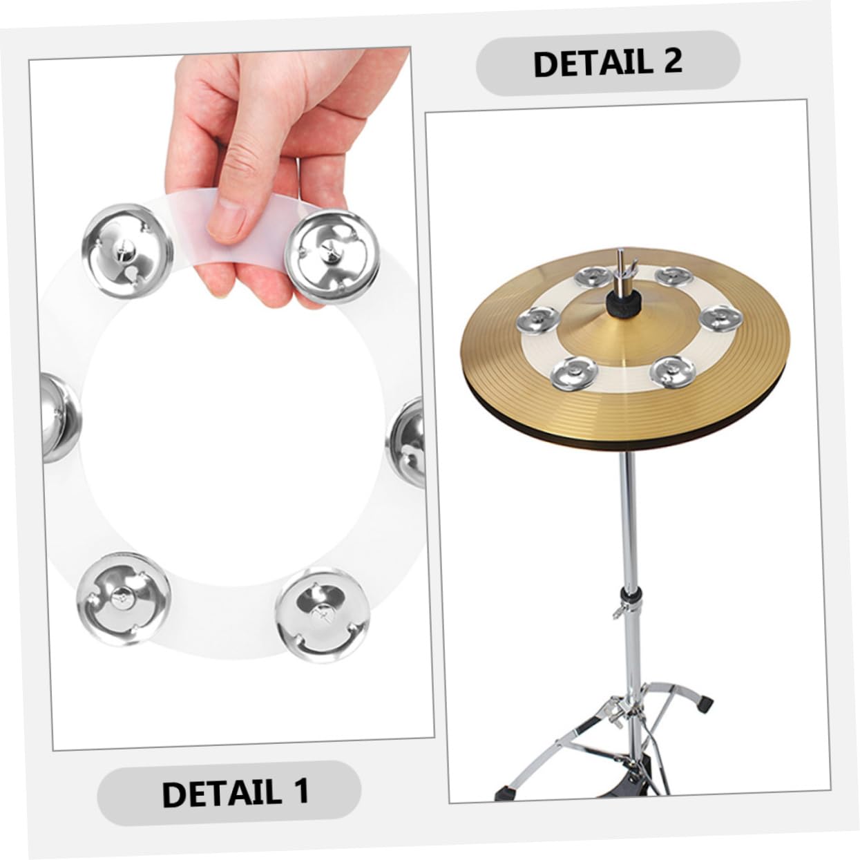 OFFSCH Cymbal Tambourine Drum Set Hi-hat Ring Bell Sturdy Material Drum Accessory for Performance